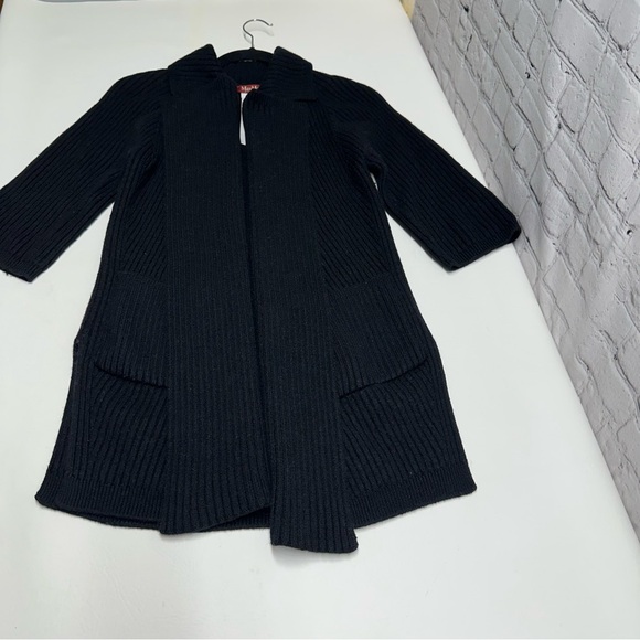 MAXMARA STUDIO OPEN CARDIGAN SZ S/M Black Women's elbow sleeves Sweater - Picture 2 of 11